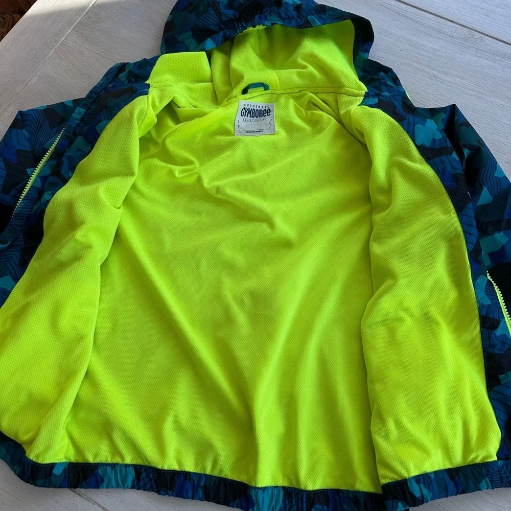 Gymboree‎ Boys Blue Geometric Camo Windbreaker Rain Jacket Mesh Lined L 10-12